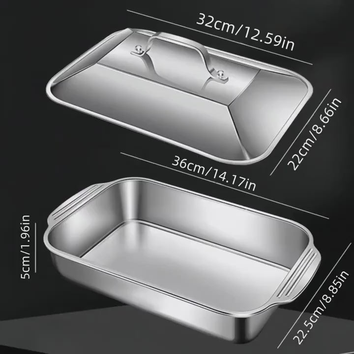 Supplier Rectangle Baking Pan Stainless Steel Food Serving Tray Without Lid