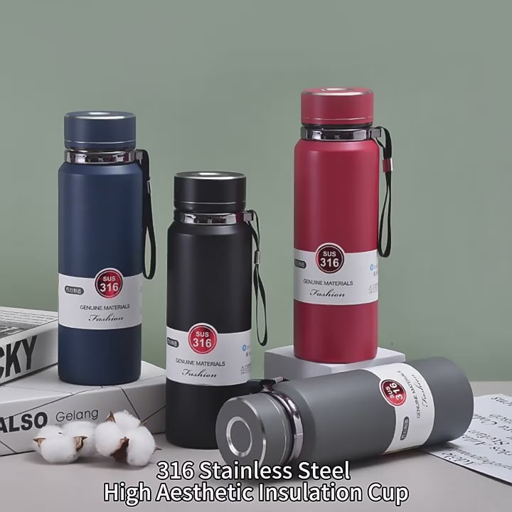 Leak-proof stainless steel thermos bottle for travel and sports