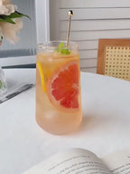 Summer Striped Large Capacity Borosilicate Glass Coffee Mug Ice Cold Drinking Cup for Juice and Coffee