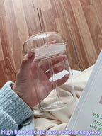 Fashion Style Clear Borosilicate Tumbler – With Dome Glass Lid &amp; Glass Straw