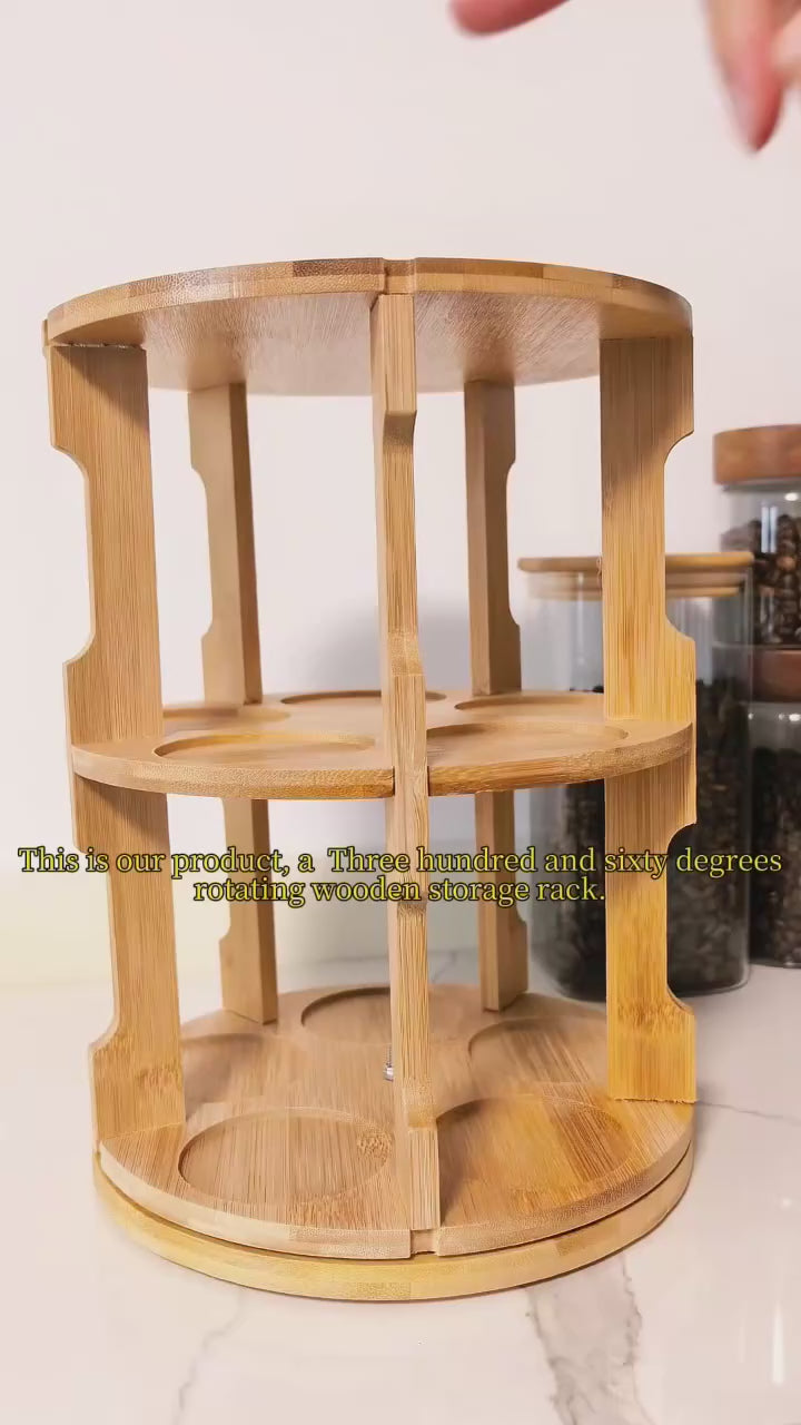 Customized Free Assemble Sturdy Wood Shelf Seasoning Rack Bamboo Spice Rack Organizer with Wooden Spoon
