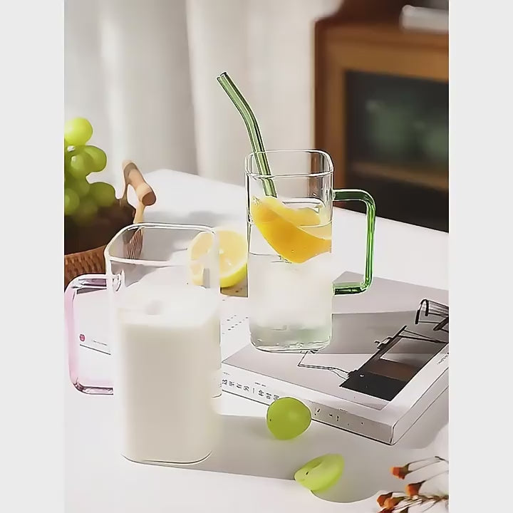 New High Value Straw Cup Ins Style pink Bow Glass Cup Glass Cup with Lid and Straw