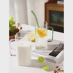 New High Value Straw Cup Ins Style pink Bow Glass Cup Glass Cup with Lid and Straw