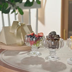 Japanese Simple Lotus Tall Glass – Creative Dessert Cup for Ice Cream, Milkshake & Fashion Desserts