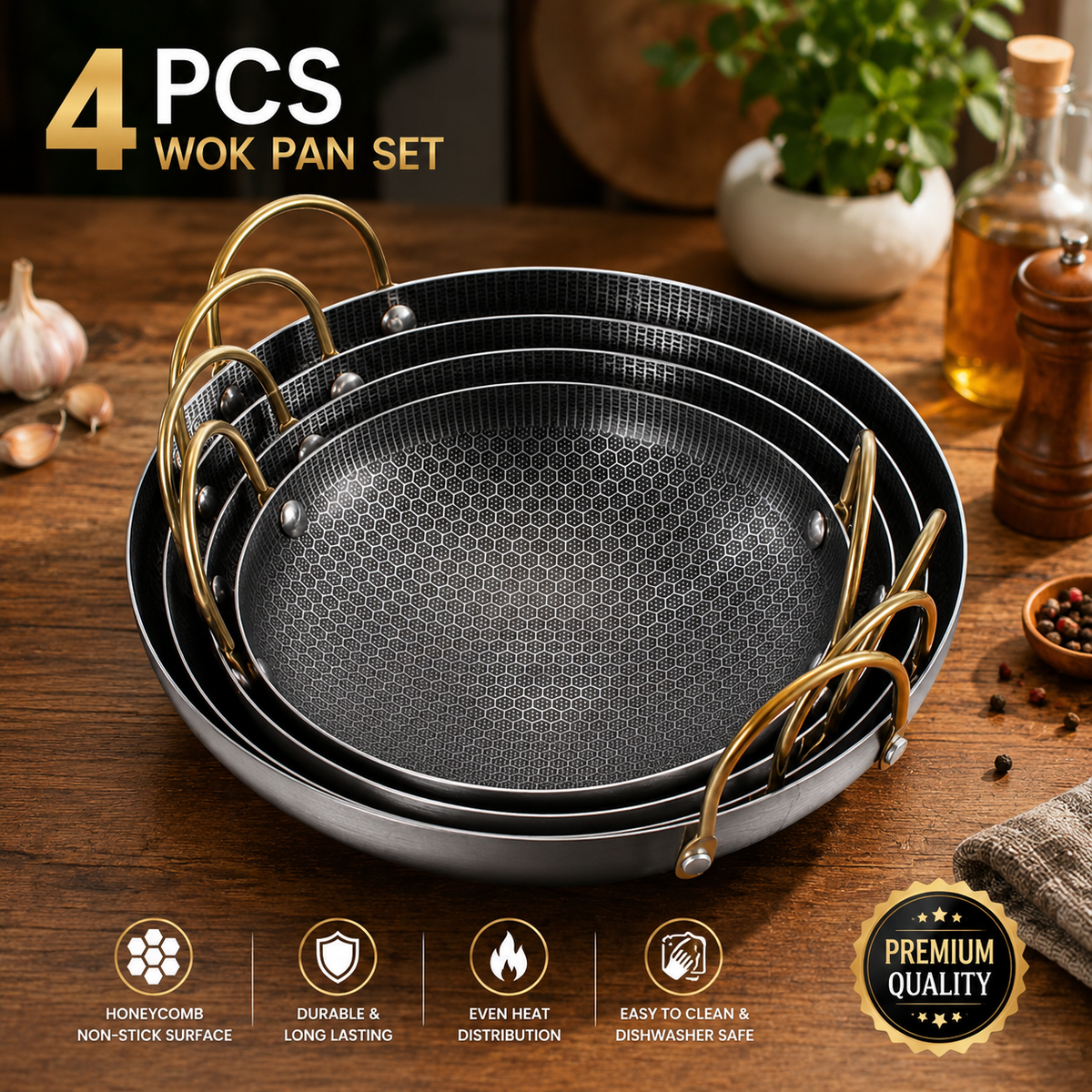 DS54 Stainless Steel Honeycomb Non-Stick Frying Pan | 8/9/10/11 Inch Kitchen Cooking Pan
