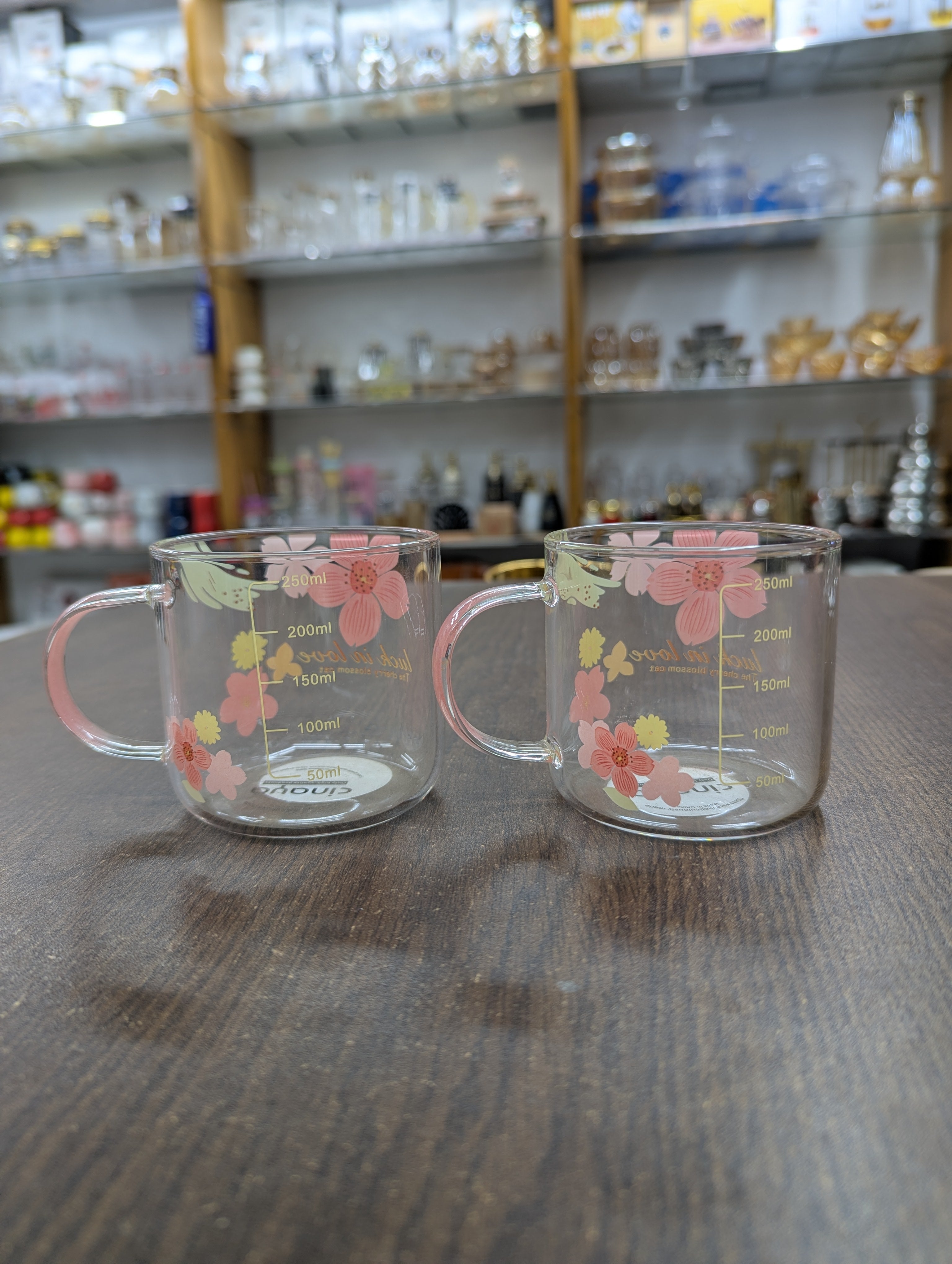 Floral Print Glass Set – 280ml (2 Pcs Drinking Glass Set)