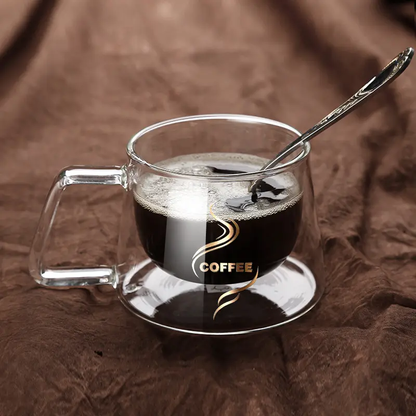 Double Wall Borosilicate Glass Coffee Mug 200ml | Insulated Clear Glass Cup for Espresso, Cappuccino, Latte & Tea