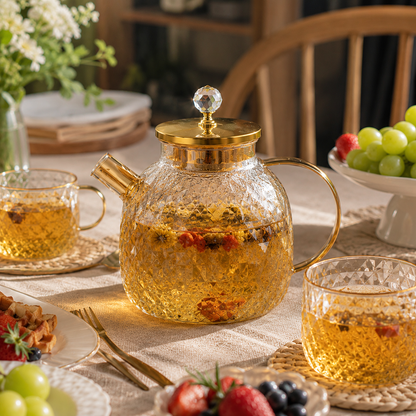 Modern Luxury Glass Pitcher with Lid | Large Capacity Water Jug & Tea Serving Pot with Handle