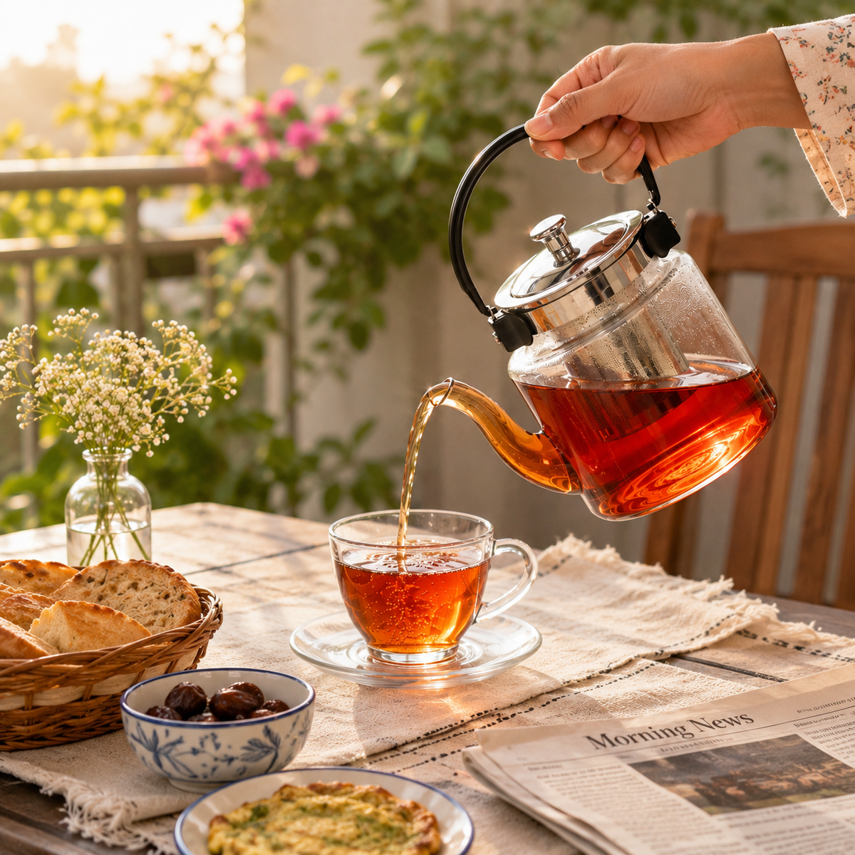 Borosilicate Glass Teapot with Stainless Steel Infuser & Handle | Heat-Resistant Tea Pot