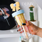 New 600ml Clear Borosilicate Glass Water Bottle with Straw &amp; Tea Filter – Custom Sport Mug