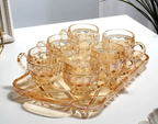 7 Pcs Glass Mug Set with Honey Glass Tray – Elegant Tea &amp; Coffee Cup Set