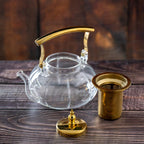 Glass Teapot with Infuser and Gold Handle